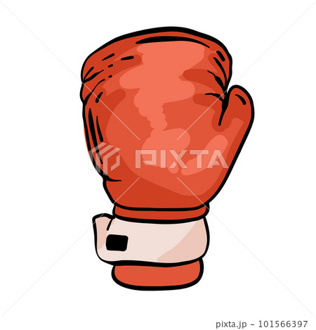 Cartoon red boxing glove icon, front and back. Isolated vector illustration 101566397
