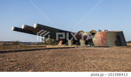 Triple gun of the Armored battery 30. Soviet military unit from WWII 101566413