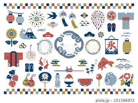 夏の和の素材セット 101566972