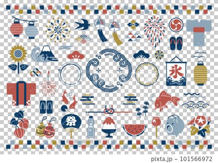 夏の和の素材セット 101566972