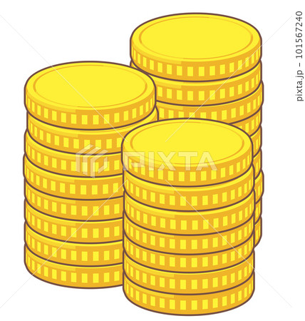 積み上げられたコインのイラスト素材 積み上げられたコインのイラスト素材 101567240