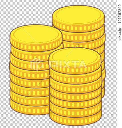 積み上げられたコインのイラスト素材 積み上げられたコインのイラスト素材 101567240
