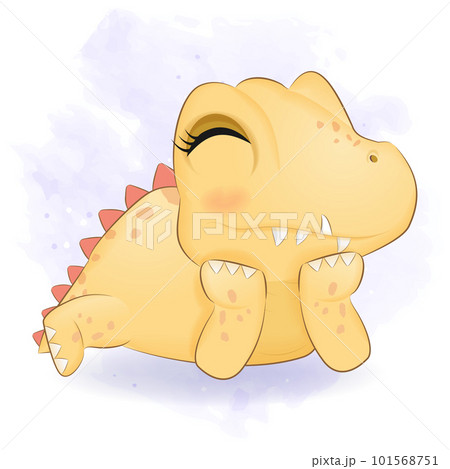 Cute Little Yellow Dinosaur, Primeval animal cartoon illustration 101568751