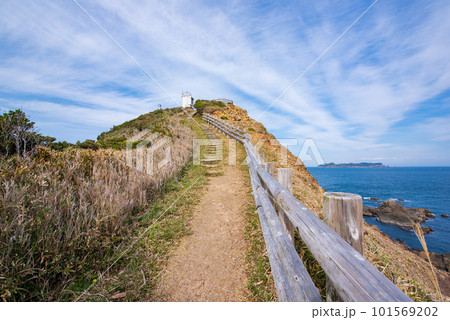 徳島県阿南市　蒲生田岬の遊歩道と灯台 101569202