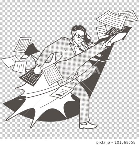 蹴りを入れるシニアビジネスパーソン（男性）。彼はベテランのようだが最前線で闘っている。 101569559