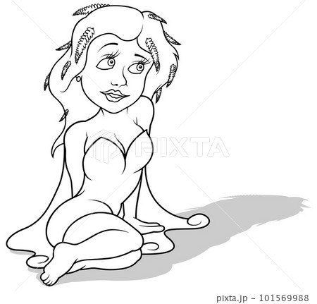 Drawing of a Forest Fairy Sitting on the Ground Drawing of a Forest Fairy Sitting on the Ground 101569988