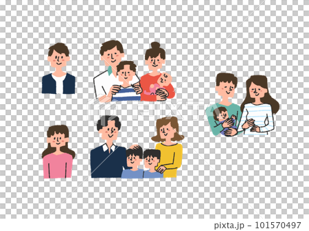 單身家庭和一代家庭插圖素材集 101570497