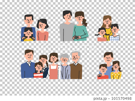 大家庭、單親家庭、單親家庭的插圖集 大家庭、單親家庭、單親家庭的插圖集 101570498