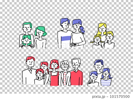 大家庭、單親家庭、單親家庭的插圖集 大家庭、單親家庭、單親家庭的插圖集 101570500