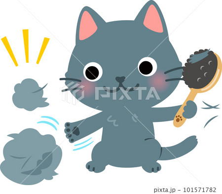 ブラッシングする猫のキャラクター、換毛期 101571782