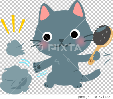 ブラッシングする猫のキャラクター、換毛期 101571782