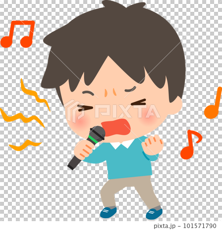 Young man singing with karaoke microphone Young man singing with karaoke microphone 101571790