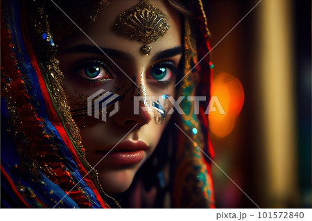 Portrait of a beautiful priestess. Image of an...のイラスト素材 [101572840 ...