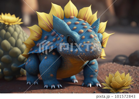 Cute baby dinosaur cartoon character design art 101572843