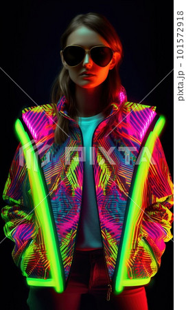 Abstract portrait of a beautiful creative girl in fantasy style. Fashionable beautiful girl. Generative AI Art. 101572918