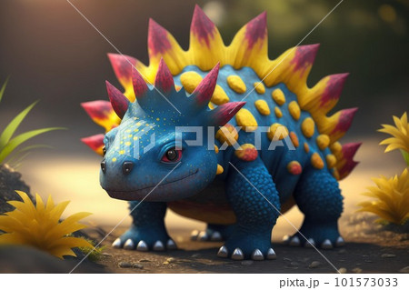 Cute baby dinosaur cartoon character design art 101573033
