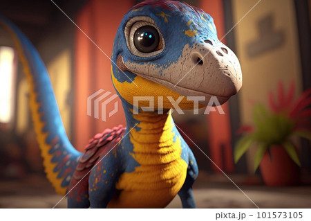 Cute baby dinosaur cartoon character design art 101573105