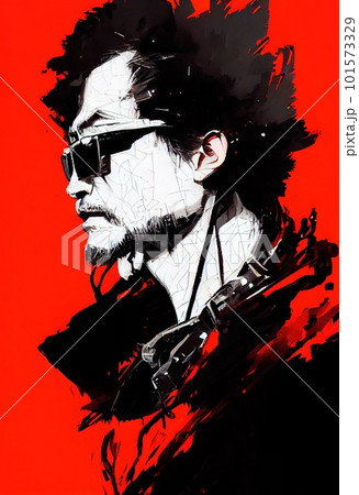 Close-up portrait of a brutal man wearing a hat and fancy sunglasses. The concept of Courage and Brutality. Generative AI. Close-up portrait of a brutal man wearing a hat and fancy sunglasses. The concept of Courage and Brutality. Generative AI. 101573329