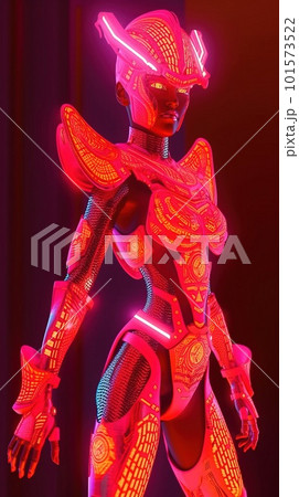 Portrait of Fantastic Warrior. High-tech futuristic man from the future. Generative AI Art. Portrait of Fantastic Warrior. High-tech futuristic man from the future. Generative AI Art. 101573522
