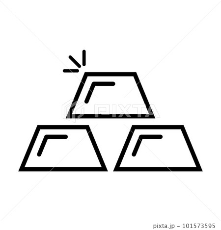 シンプルな強調された金のインゴットアイコン。金の延べ棒。ベクター。 シンプルな強調された金のインゴットアイコン。金の延べ棒。ベクター。 101573595