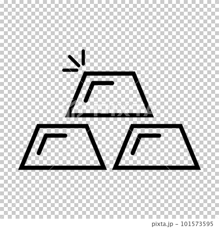 シンプルな強調された金のインゴットアイコン。金の延べ棒。ベクター。 シンプルな強調された金のインゴットアイコン。金の延べ棒。ベクター。 101573595