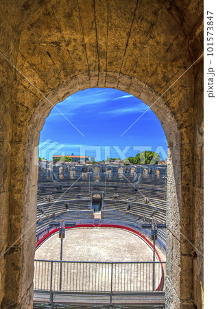 Ancient roman restored stadium in Arles, France, Provence 101573847
