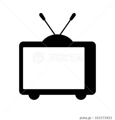 古いテレビのシルエットアイコン レトロなアンテナ付きテレビ ベクター のイラスト素材 101573922