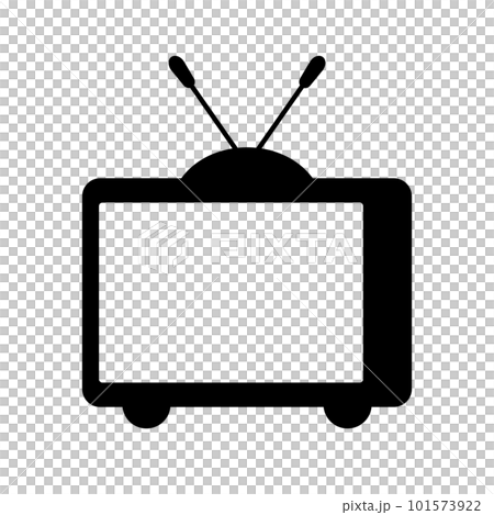 Old TV silhouette icon. TV with retro antenna. vector. 101573922