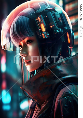 Portrait of an astronaut in a spacesuit. High-tech astronaut from the future. Generative AI Art. 101573995