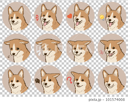 コーギーの表情アイコンセット（レッドホワイト） 101574008