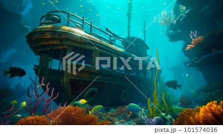 The ecosystem of the underwater marine world. Colorful tropical beautiful ocean fish. Generative AI Art The ecosystem of the underwater marine world. Colorful tropical beautiful ocean fish. Generative AI Art 101574036