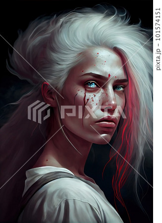 Mystical creepy woman with frightening makeup. Gothic mystery woman. Generative AI Art Mystical creepy woman with frightening makeup. Gothic mystery woman. Generative AI Art 101574151