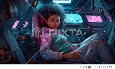 Portrait of an astronaut in a spacesuit. High-tech astronaut from the future. Generative AI Art. 101574379