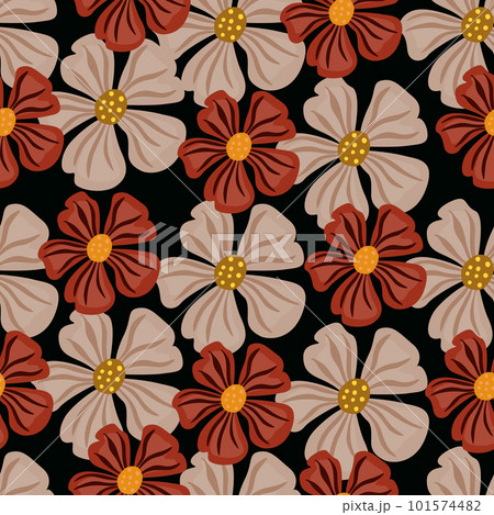 Chamomile flower endless background. Abstract floral seamless pattern in simple style. 101574482