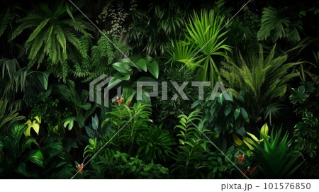 Vertical garden with tropical green leaf, contrast ai generated Vertical garden with tropical green leaf, contrast ai generated 101576850