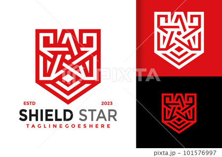 Shield Star Castle logo vector icon illustration 101576997