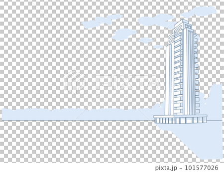 Background illustration of a tower apartment building. High-rise condominium. Residential tower condominium. 101577026