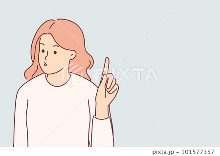 Woman waving finger to show dissatisfaction with opponent words and say no to discriminatory actions 101577357
