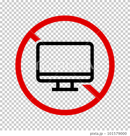 Computer use prohibited icon. PC limit. vector. Computer use prohibited icon. PC limit. vector. 101579000