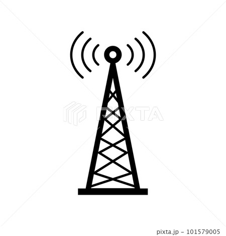電波塔のアイコン。携帯の通信塔と携帯電波。ベクター。 101579005