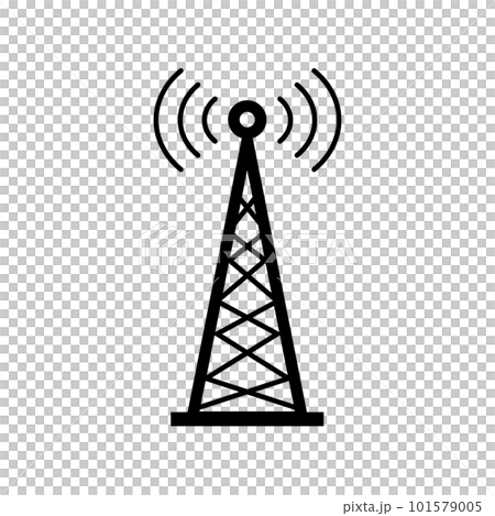 電波塔のアイコン。携帯の通信塔と携帯電波。ベクター。 101579005