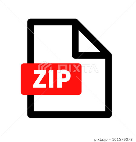 赤いZIPファイルのアイコン。圧縮データファイル。コンピュータファイル。ベクター。 101579078