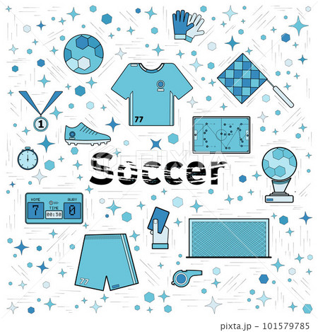 Soccer elements in the blue square 101579785