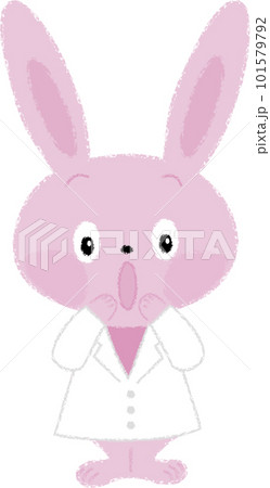 びっくりしている白衣を着たうさぎ 101579792