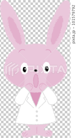 びっくりしている白衣を着たうさぎ 101579792
