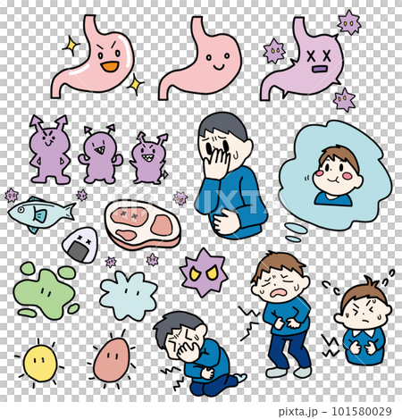 帶有食物中毒圖像的彩色插圖集 帶有食物中毒圖像的彩色插圖集 101580029