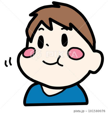 何か食べている人物の顔イラスト 101580076