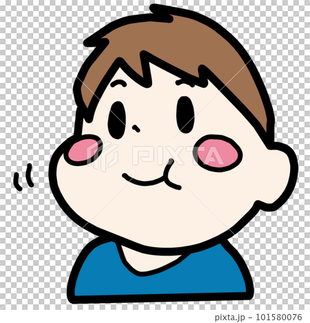 何か食べている人物の顔イラスト 101580076