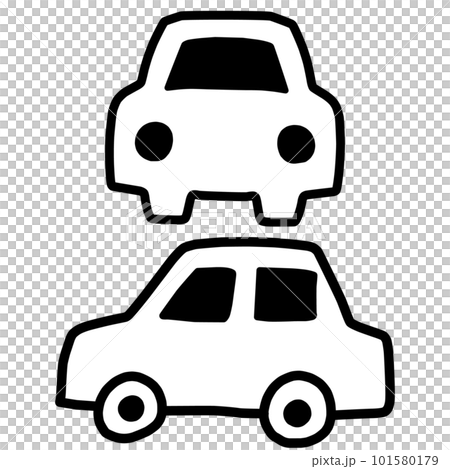 一組 2 個圖標樣式的汽車正面和側面插圖 101580179