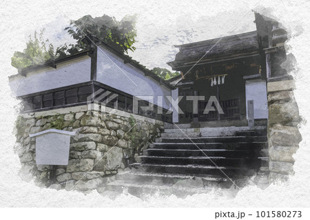 水彩画風　宮島　林家住宅　上卿屋敷　広島県廿日市市 101580273